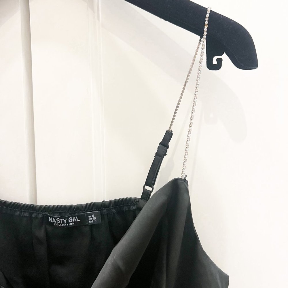 Nasty Gal Black Tank with Sequin Straps - Picture 3 of 3